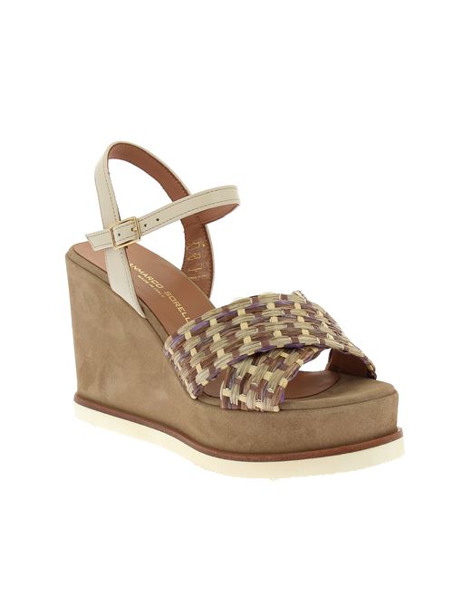 sandalo con zeppa da donna in raffia intrecciata beige GIANMARCO SORELLI | 2150X